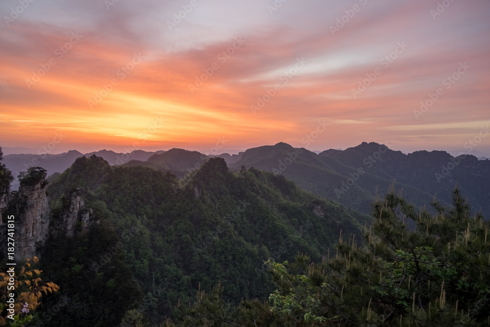 Sunrise in zhangjiajie, china