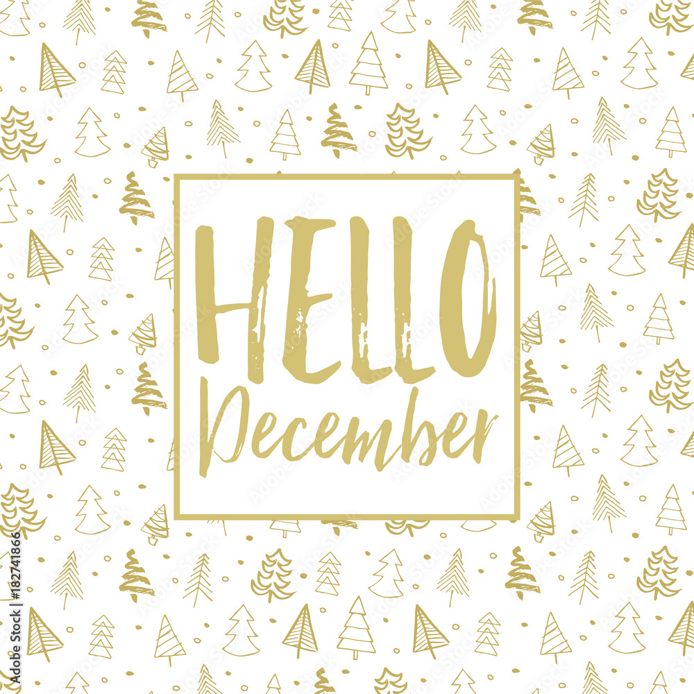 Obraz premium Hand drawn Christmas tree background with message