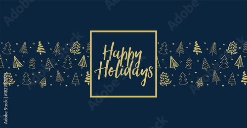 Hand drawn Christmas tree background with message