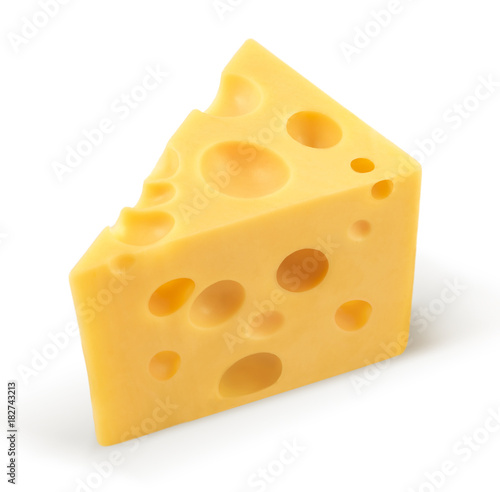 Piece of cheese isolated on white background