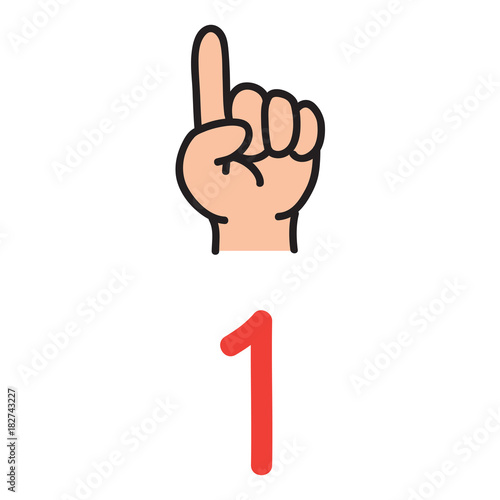 Kid's hand showing the number one hand sign.
