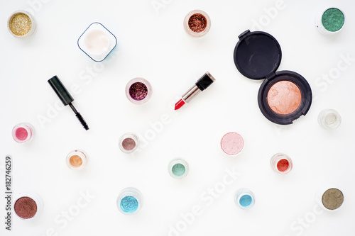 Cosmetics on white background