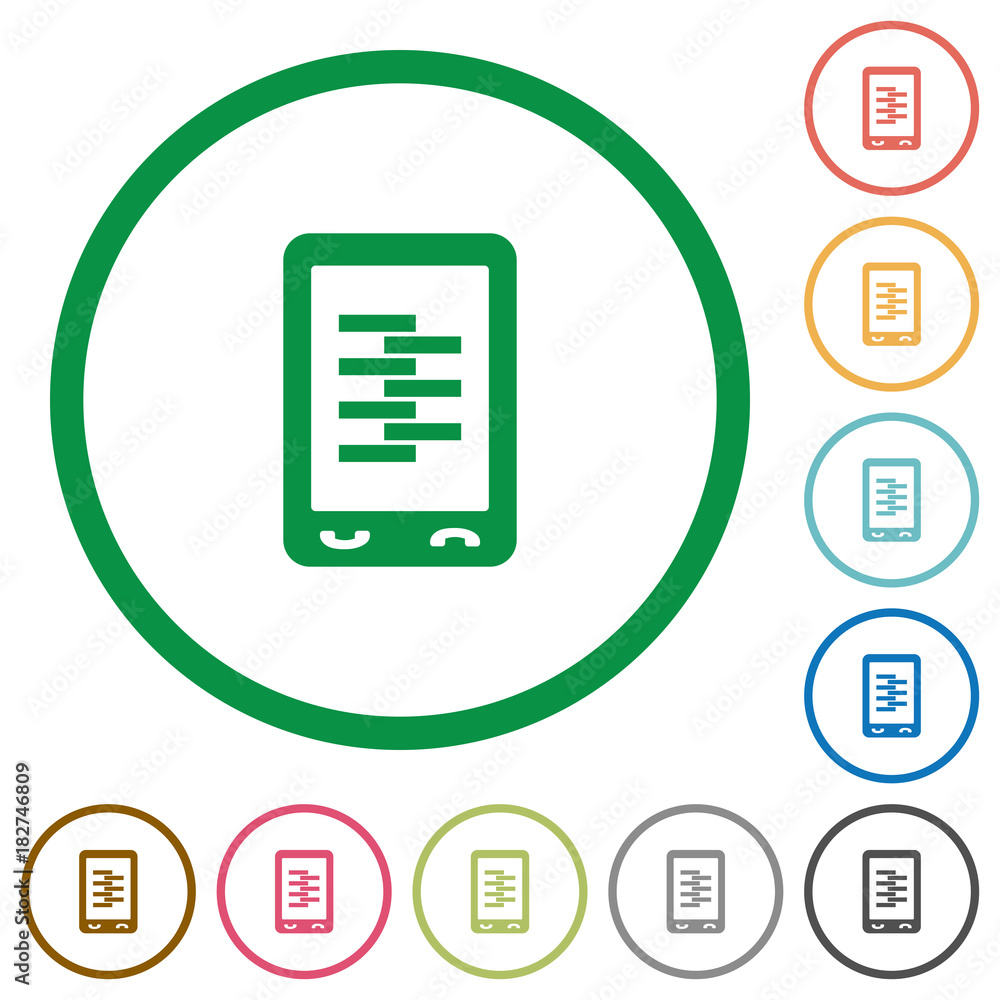 Mobile compress data flat icons with outlines Mobile compress data flat icons with outlines