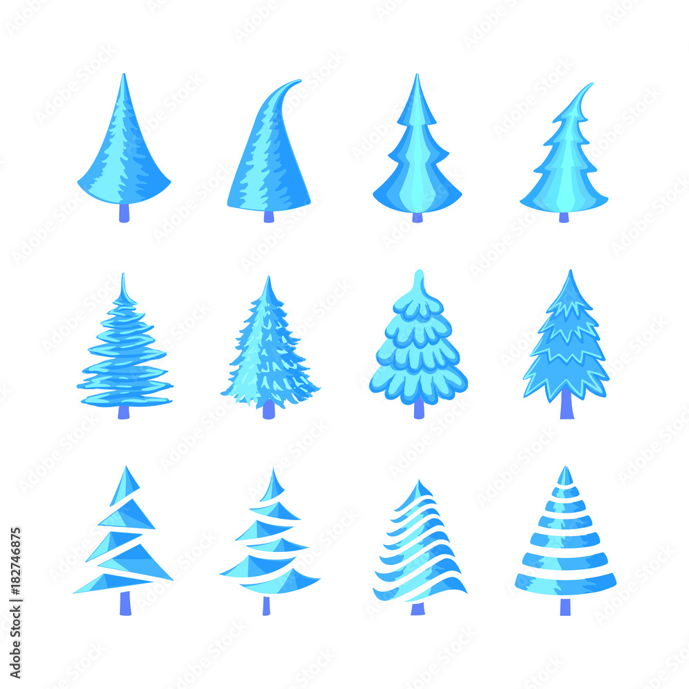 Obraz premium Christmas tree icons set
