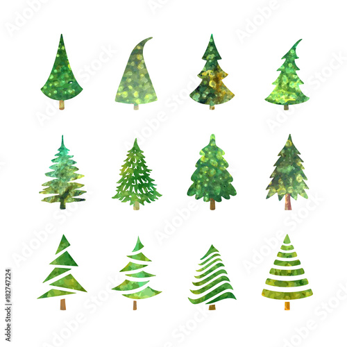 Christmas tree icons set © lizavetas