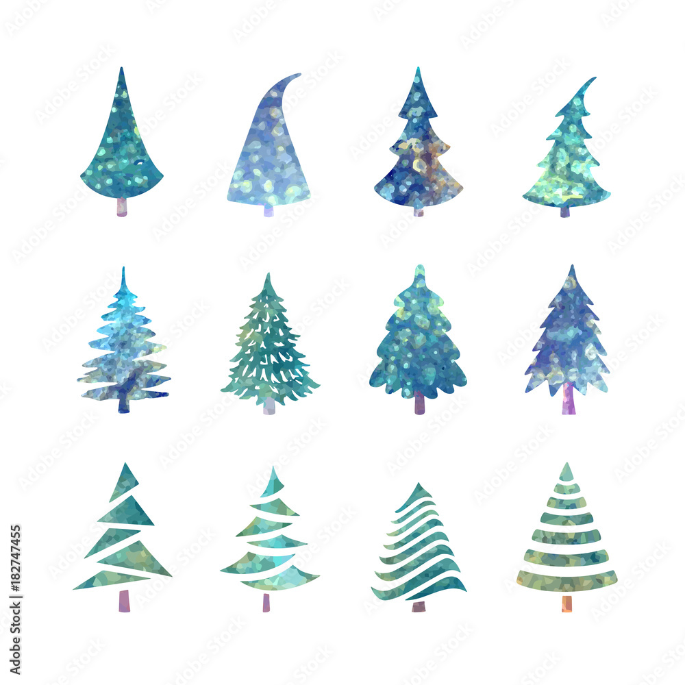 Christmas tree icons set Christmas tree icons set
