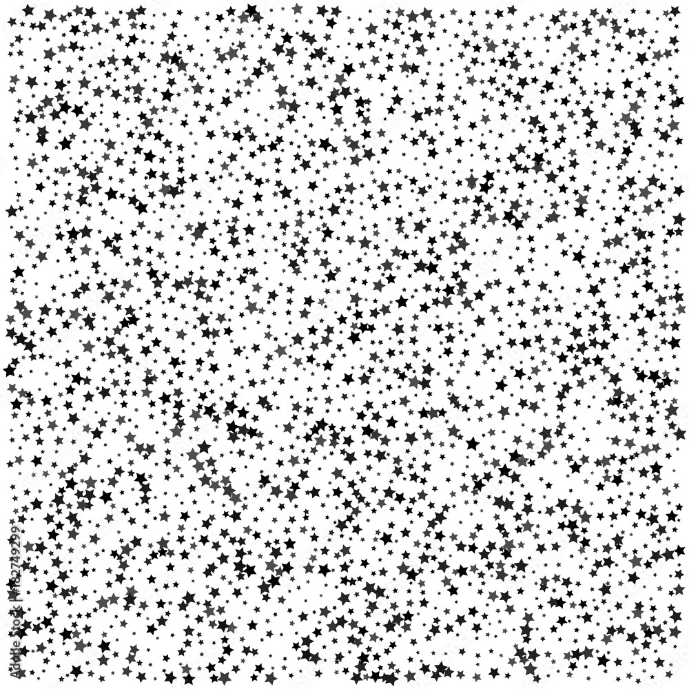 Abstract pattern of random falling silver stars on white background. Glitter pattern for banner, greeting card, Christmas and New Year card, invitation, postcard, paper packaging Abstract pattern of random falling silver stars on white background. Glitter pattern for banner, greeting card, Christmas and New Year card, invitation, postcard, paper packaging