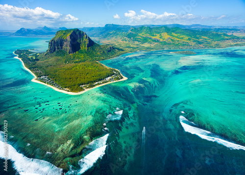 Fototapeta Aerial view of Mauritius island