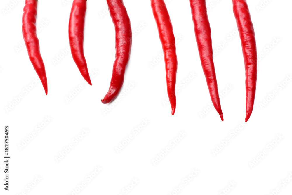 red hot chili peppers isolated on white background top view red hot chili peppers isolated on white background top view