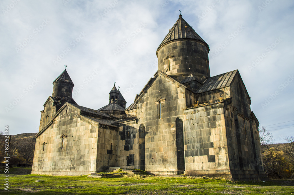 Tegher, Armenia - November 14, 2017: 13th century Tegher monastery in the village of Tegher, Armenia