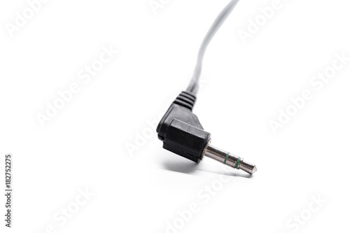 Headphone jack cable on white background