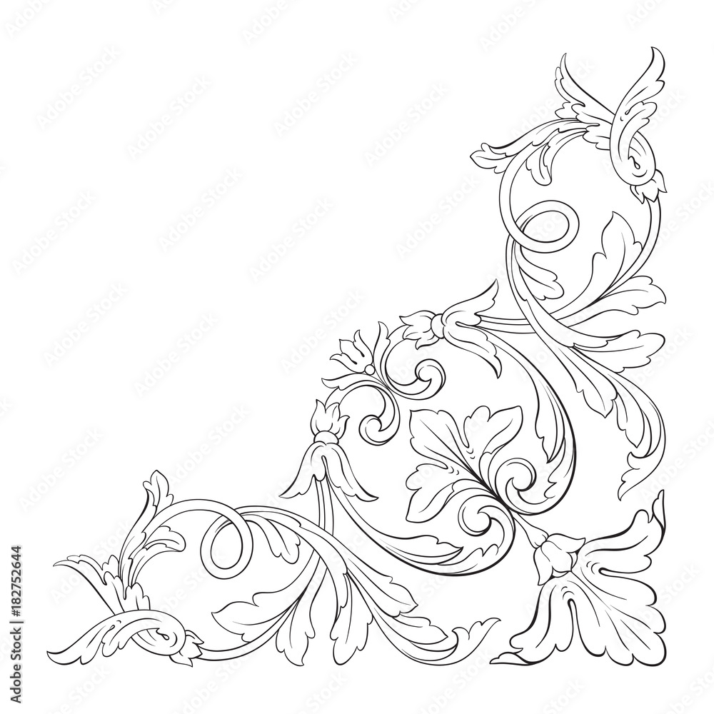 Classical baroque ornament vector 