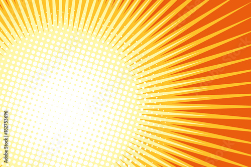 Orange yellow pop art sun background