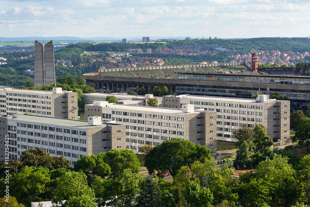 The Great Strahov Stadium from Petrin tower, Prague, Czech Republic