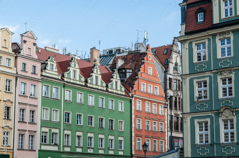 Building around Main Market Square in Old Town of Wroclaw