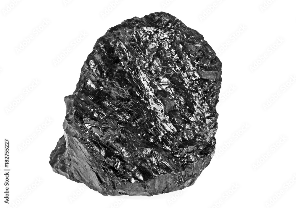 Coal on a white background, close up Coal on a white background, close up