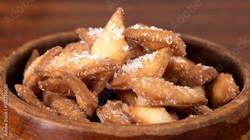 Serving Indian Snack with Sugar topping - Closeup Shot  photo