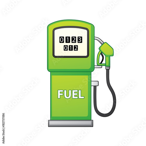 Green fuel pump isolated. Filling station icon.