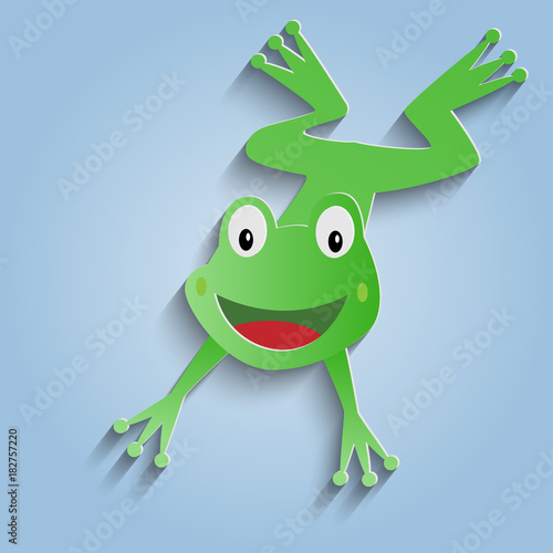 Frog Paper cut art, vector illustration
