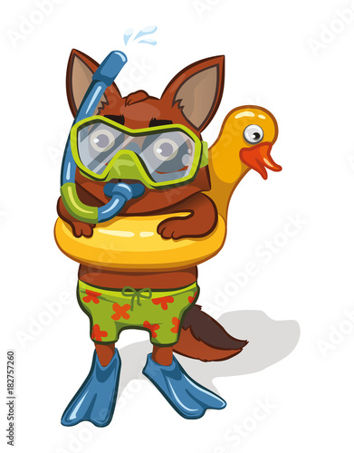cartoon dog going for a swim. vector image