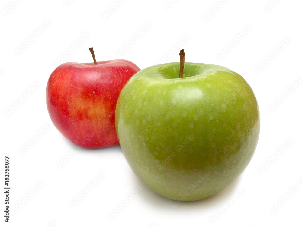 Two apples on white background, healthy food