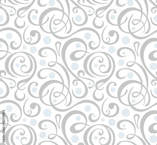 Abstract New Year pattern with snowflakes and swirls on white