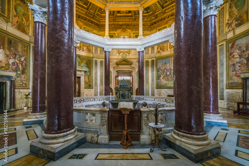 Lateran Baptistery (San Giovanni in Fonte) near the Basilica of Saint John in Rome, italy. photo