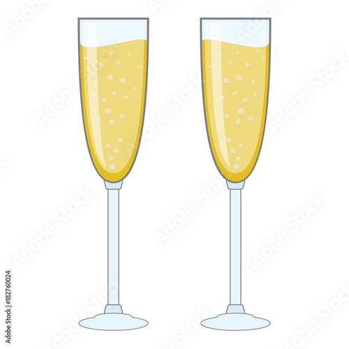champagne glasses on a white background