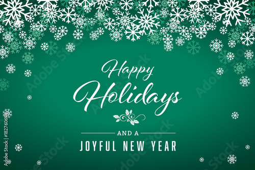 Green Happy Holidays and Joyful New Year Vector Illustration 1 photo
