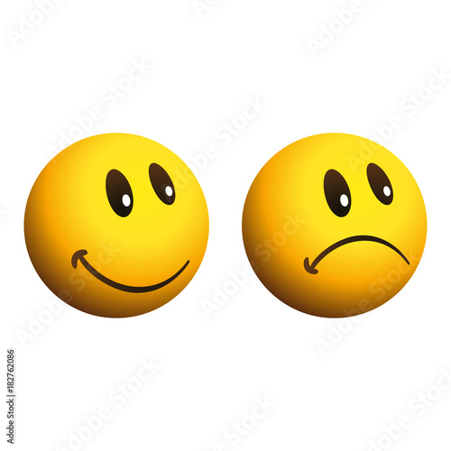 Cute symbol of happy and unhappy face, vector illustration