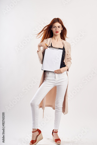 woman with documents, secretary, fashion