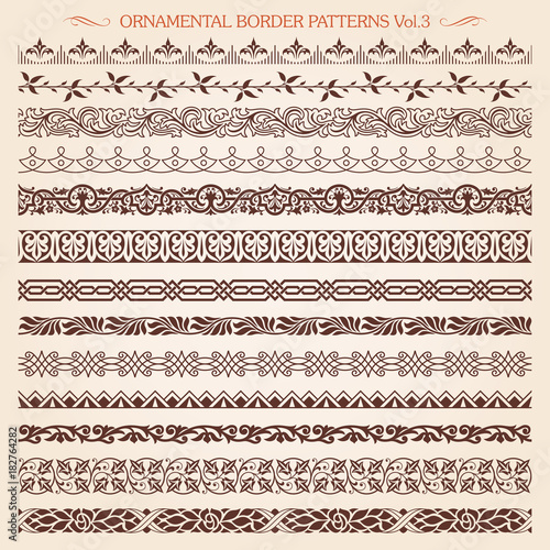 Ornamental border frame line vintage patterns 3 vector