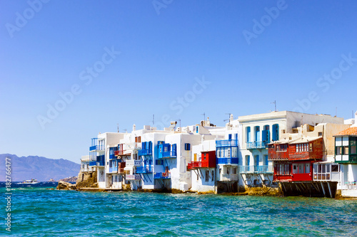 Houses by the sea in Mykonos Island