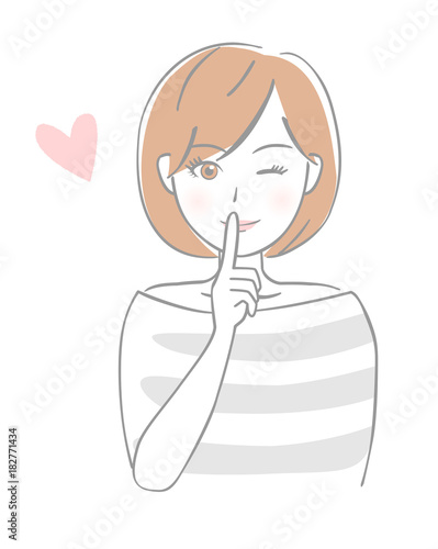 若い女性　ウインク