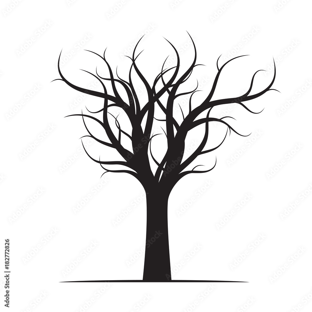 Black Winter Naked Tree. Vector Illustration. Black Winter Naked Tree. Vector Illustration.