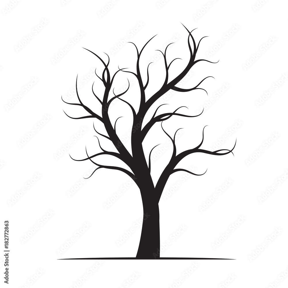 Black Winter Naked Tree. Vector Illustration. Black Winter Naked Tree. Vector Illustration.