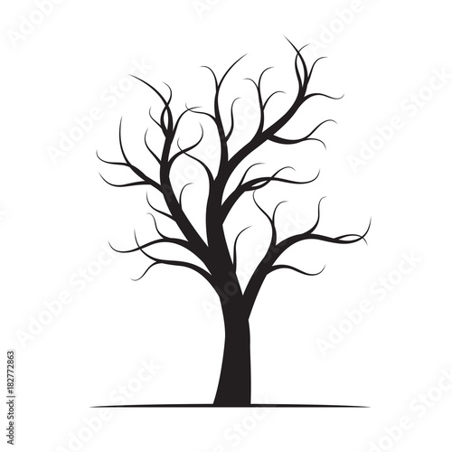 Black Winter Naked Tree. Vector Illustration. © topor