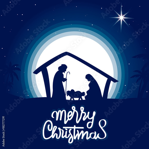 Christmas night. Vector illustration.