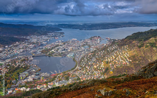 View of Bergen town from Mount Ulriken