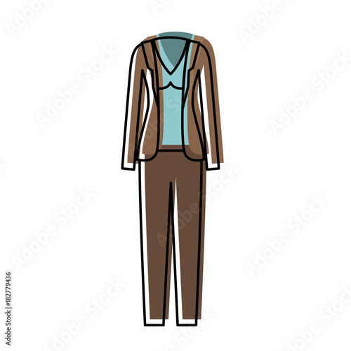 female clothes with pant and blouse and waistcoat in watercolor silhouette vector illustration