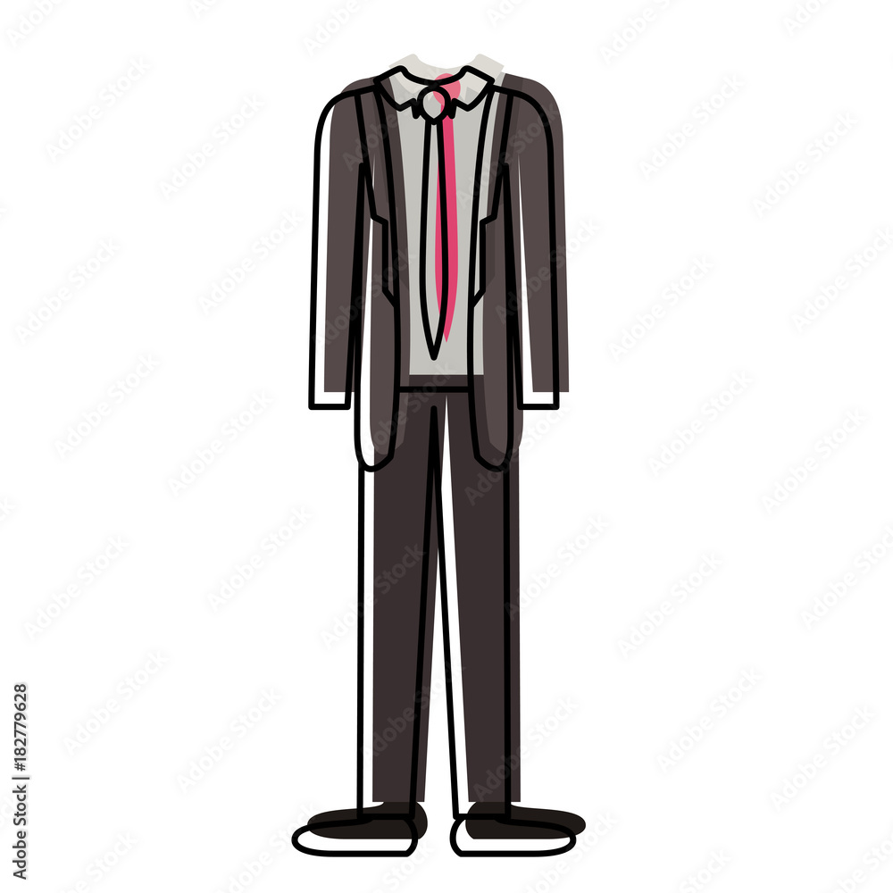 male clothes with suit and shirt with tie and pant and shoes in watercolor silhouette vector illustration male clothes with suit and shirt with tie and pant and shoes in watercolor silhouette vector illustration