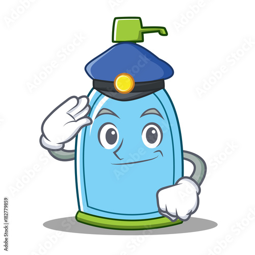 Police liquid soap character cartoon
