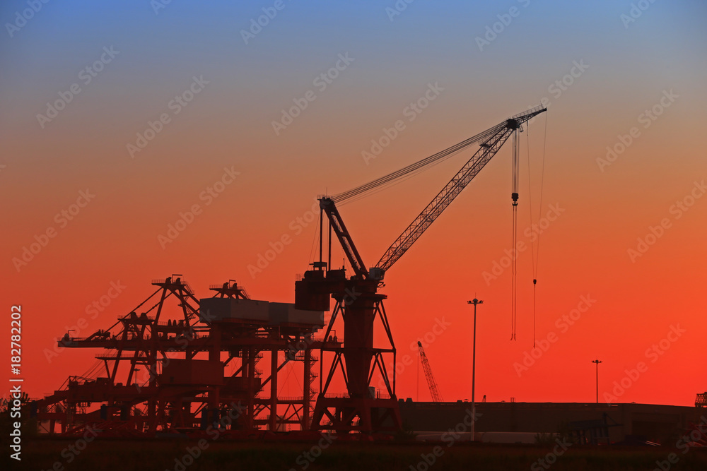 Port crane unloading container ships