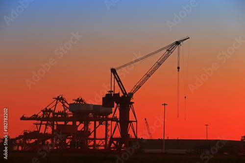 Port crane unloading container ships