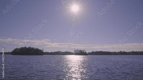 Going slow on lake McKellar, facing the sun on a beautiful day photo