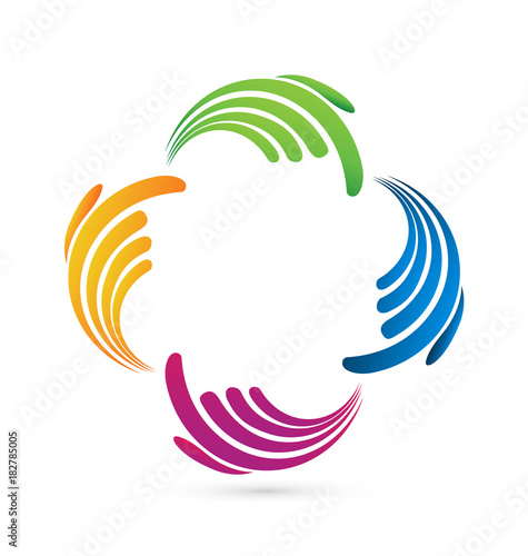 Abstract colorful hands icon