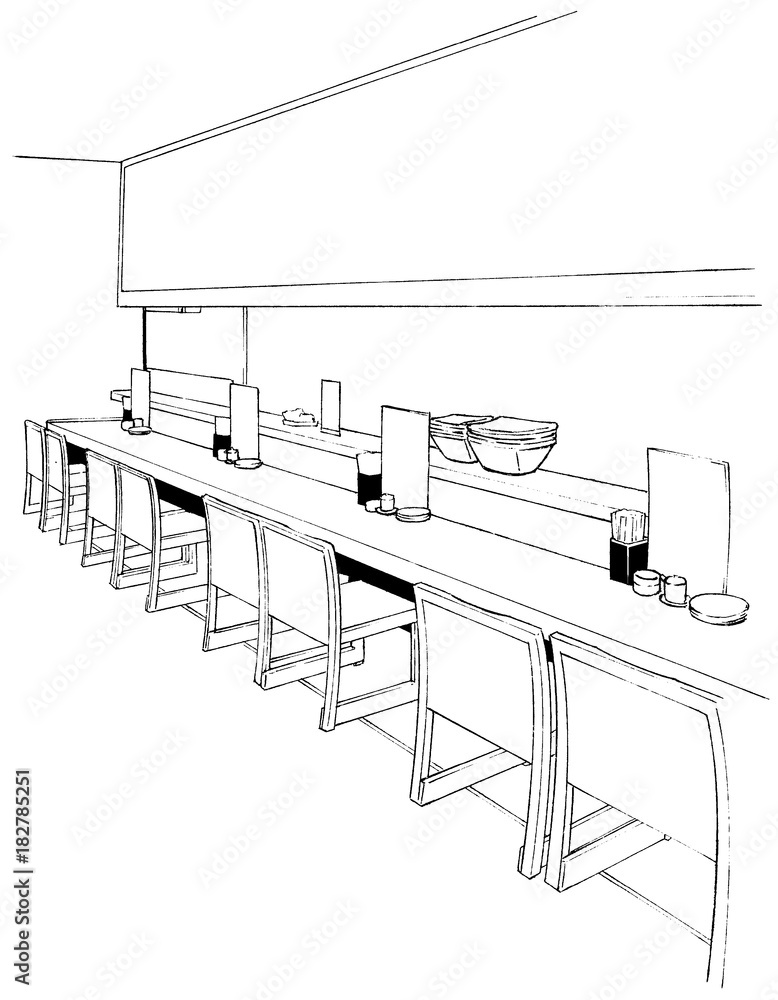 漫画風ペン画イラスト 店舗 居酒屋 Stock Illustration Adobe Stock