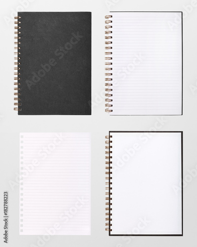 Blank notebook or notepad with line paper on wood background