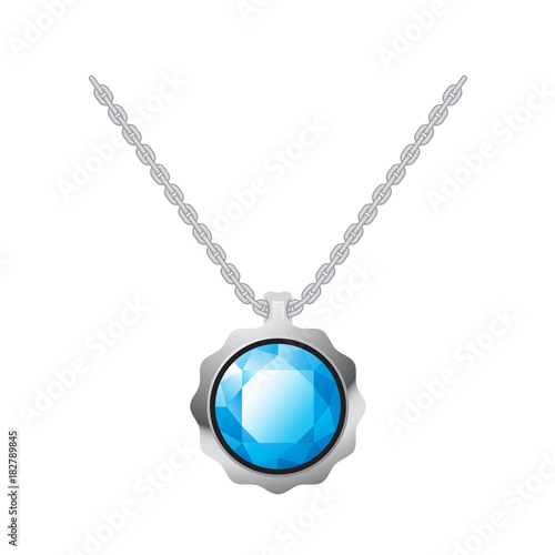 silver chain & pendant with blue gem or diamond