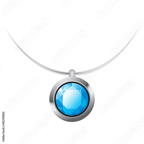 silver necklace & pendant with blue gem or diamond